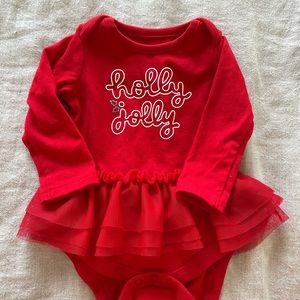 Holly Jolly newborn red onesie. New without tags